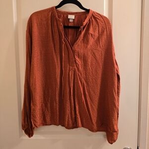A New Day Dark Orange Blouse Size Large